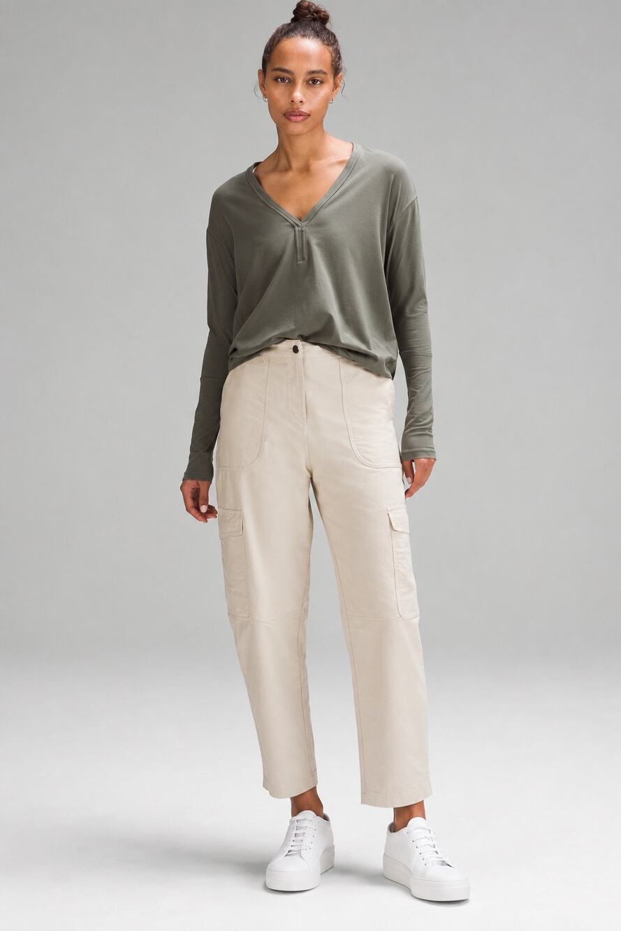 NEW Lululemon Back In Action Long Sleeve V-Neck Blue Grey Size 6